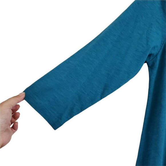 Soft Surroundings Danielle Button Top XS Teal Tunic Shirt Collared 100% Cotton - Picture 4 of 10